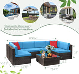 Devoko 7 Pieces Outdoor Sectional Sofa,  L Shape Patio Wicker Seating Sets
