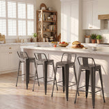 Devoko 30 Inch Metal Bar Stools, Stackable with Removable Back for Indoor & Outdoor Counter Stools Set of 4