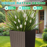 Vineego 24" Tall Planters for Outdoor Plants Set of 2, Woven-Textured Outdoor Plant Pots for Patio, Front Porch