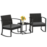 Devoko 3 Pieces Outdoor Plastic Bistro Set Patio Conversation Set with Cushion and Table, Black