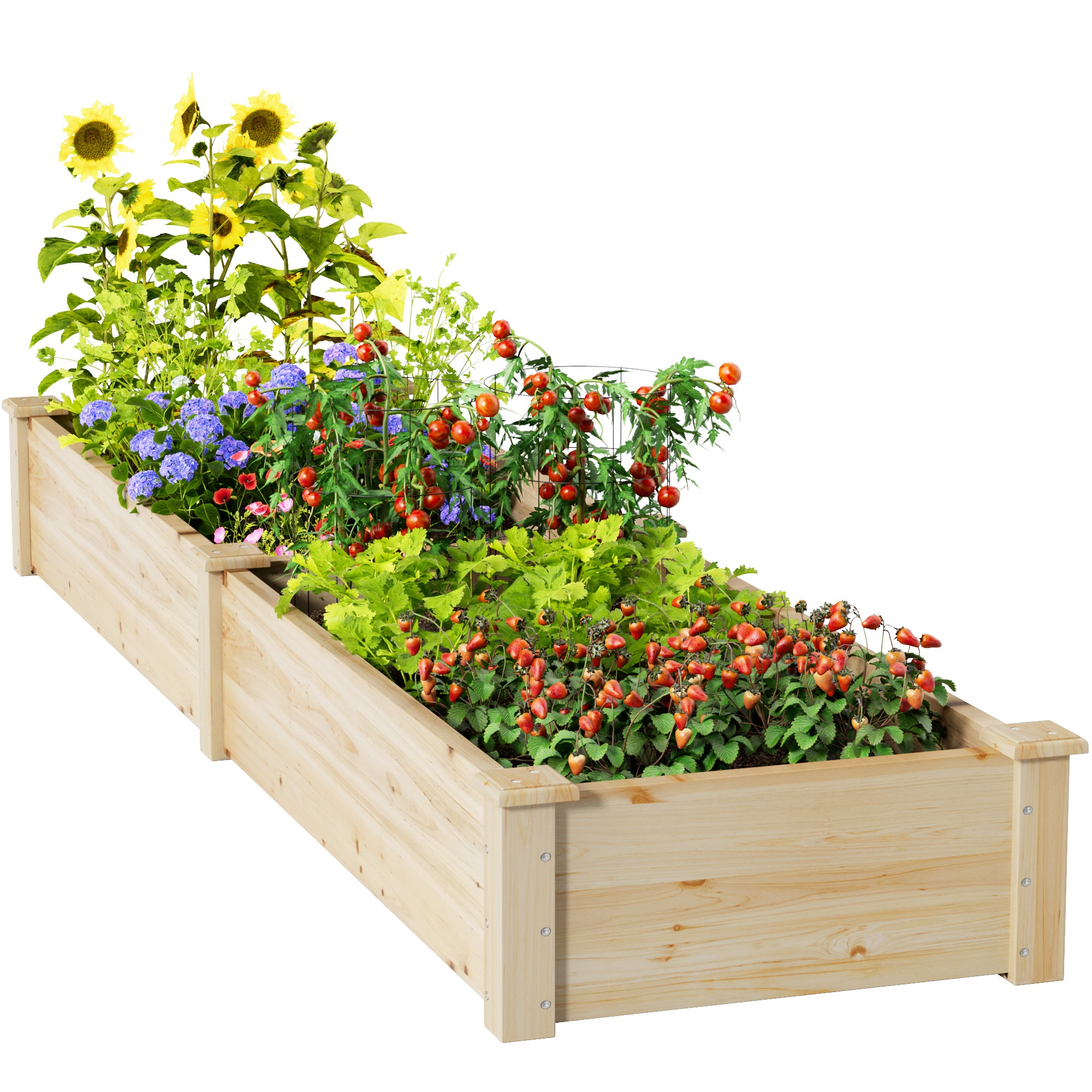 vegetable planters box Devoko 92x22x9" Garden Bed Divisible Wooden Planter Box, Outdoor Patio Garden Box Kit to Grow Flower, Fruits, Herbs and Vegetables for Backyard, Patio