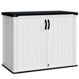 Devoko Resin Outdoor Storage Shed, With Stable Floor and Lockable Door, All-Weather Storage Shed, White