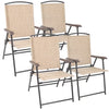 Upgraded Version 4 Pcs Patio Folding Chairs with Arms, Portable Outdoor Lawn Chairs, Sling Back Chairs for Camping,lawn, Pool, Courtyard, Balcony & Garden(Set of 4)