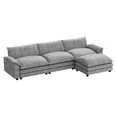 Devoko Modular Sectional Sofa L-Shape Chenille Fabric Sofa Couch with Mobile Ottoman