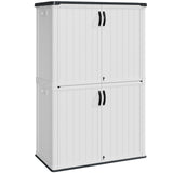 Devoko Resin Outdoor Storage Shed, With Stable Floor and Lockable Door, All-Weather Storage Shed, White