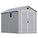 Devoko 6X10 FT Plastic Outdoor Storage Shed with Floor, Light Grey, Resin Tool Sheds with Lockable Door and Window, Weather-Resistant Garden Shed, Easy Assembly for Backyard, Patio, Lawn