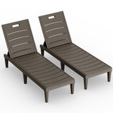 Vineego Set of 2 Patio Outdoor Chaise Lounge Chair Recliner with Adjustable Backrest, Light Taupe