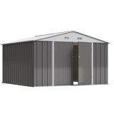 Devoko 10'x10' Patio Metal Storage Shed Outdoor Storage Shed with Lockable Door Tool Storage Shed for Backyard,Brown