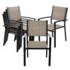 Vineego 6-Piece Patio Dining Set with 6 Stackable Textilene Armchairs in Beige for Outdoor Furniture Ensemble