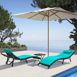 Vineego 3 Pieces Patio Outdoor Chaise Lounge Chair Clearance Outdoor Furniture Set PE Rattan Adjustable Folding Pool Lounge Chair