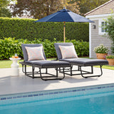 Devoko 2PCS Patio Folding Rattan Chaise Lounge Chair with Adjustable Back, Outdoor Cushioned Recliner for Garden&Backyard, Gray