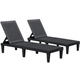 Devoko Set of 2 Patio Outdoor Chaise Lounge Chair Recliner with Adjustable Backrest, Light Taupe