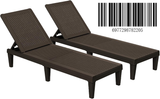 Devoko Outdoor Chaise Lounge Chair Set of 2 for Outside Pool Patio, Adjustable Waterproof Easy Assembly Chaise Lounge Outdoor (Deep Brown, Set of 2)