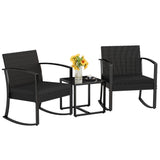 Vineego 3 Pieces Patio Furniture Set, Rocking Chairs with Coffee Table Set, Outdoor Wicker Bistro Set for Garden