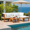 Vineego Patio Acacia Wood Sectional Sofa with Cushions，Outdoor Furniture Set for Porch, Yard and Balcony