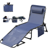 Devoko Foldable Lounge Chaise 12 inch High 5-Position Adjustable Patio Lounge Chair Beach Pool Chaise