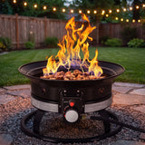 Devoko 19-inch Outdoor Propane Gas Fire Pits 58000 BTU Portable Smokeless Fire Pits with Cover, Grate & Carry Kit for Patio Outside Camping, Black