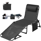 Devoko Foldable Lounge Chaise 12 inch High 5-Position Adjustable Patio Lounge Chair Beach Pool Chaise