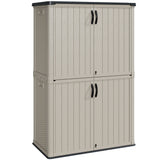 Devoko Resin Outdoor Storage Shed, With Stable Floor and Lockable Door, All-Weather Storage Shed, White