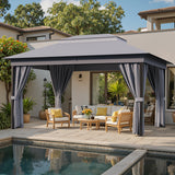 Vineego 10×13 ft Outdoor Pop Up Gazebo with Mosquito Netting，Double Roof Gazebo with Double Curtains for Backyard, Garden and Patio