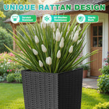 Devoko 24" Tall Planters for Outdoor Plants Set of 2, Woven-Textured Outdoor Plant Pots for Patio, Front Porch