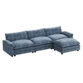 Devoko Modular Sectional Sofa L-Shape Chenille Fabric Sofa Couch with Mobile Ottoman