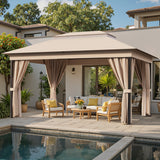 Vineego 10×13 ft Outdoor Pop Up Gazebo with Mosquito Netting，Double Roof Gazebo with Double Curtains for Backyard, Garden and Patio