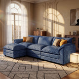 Devoko 119" 3-Seat Modular Sectional Sofa, L-Shaped Cloud Couch with Movable Ottoman for Living Room, Upholstered Sofa