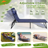 Vineego Foldable Lounge Chaise 12 inch High 5-Position Adjustable Patio Lounge Chair Beach Pool Chaise,Black