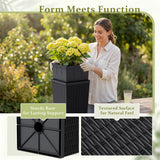 Devoko Tall Planters for Outdoor Plants Set of 2, Woven-Textured Outdoor Plant Pots for Patio, Front Porch