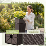 Devoko Tall Planters for Outdoor Plants Set of 2, Woven-Textured Outdoor Plant Pots for Patio, Front Porch