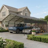 Devoko 20'x20' Metal Carport, Heavy Duty Car Canopy with Galvanized Steel Roof, Reinforced Base Frame