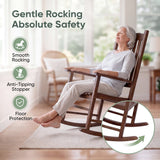 Devoko Outdoor Rocking Chair Set of 2, Solid Acacia Wood Patio Rocking Chairs with High Backrest, Porch Rocker for Patio Garden Balcony