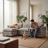 Devoko 119" 3-Seat Modular Sectional Sofa, L-Shaped Cloud Couch with Movable Ottoman for Living Room, Upholstered Sofa