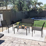 Vineego 3 Pieces Patio Furniture Set Textilene Bistro Set Outdoor Conversation Set Modern Porch Furniture Lawn Chairs with Coffee Table, Black
