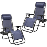 Vineego 2 Pack Patio Zero Gravity Chair Outdoor Lounge Chaise Folding Steel Chair 2 Capacity- Black