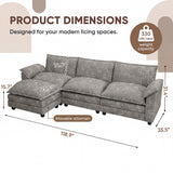 Devoko 119" 3-Seat Modular Sectional Sofa, L-Shaped Cloud Couch with Movable Ottoman for Living Room, Upholstered Sofa