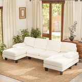 Vineego U-Shaped Sectional Sofa with Double Chaise 4-Seat Modular Sofa Couch for Living Room