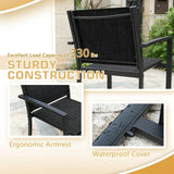 Vineego 3 Pieces Patio Furniture Set Textilene Bistro Set Outdoor Conversation Set Modern Porch Furniture Lawn Chairs with Coffee Table, Black