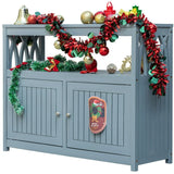 Vineego Sideboard Cabinet Weatherproof Acacia Wood Cabinet with Double Door Used for indoor Outdoor Storage, Kitchen, Buffet Cabinet,Gray