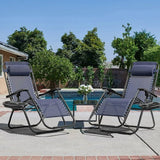 Vineego 2 Pack Patio Zero Gravity Chair Outdoor Lounge Chaise Folding Steel Chair 2 Capacity- Black