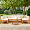 Vineego Patio Acacia Wood Sectional Sofa with Cushions，Outdoor Furniture Set for Porch, Yard and Balcony