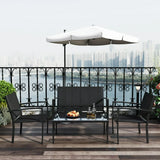 Vineego 3 Pieces Patio Furniture Set Textilene Bistro Set Outdoor Conversation Set Modern Porch Furniture Lawn Chairs with Coffee Table, Black
