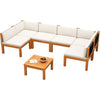 Vineego Patio Acacia Wood Sectional Sofa with Cushions，Outdoor Furniture Set for Porch, Yard and Balcony