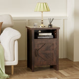 Devoko Farmhouse Nightstand with Storage Shelves, White Nightstand