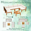 Vineego Patio Acacia Wood Sectional Sofa with Cushions，Outdoor Furniture Set for Porch, Yard and Balcony