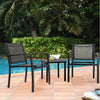 Devoko 3 Pieces Modern Outdoor Conversation Patio Furniture Sets Textilene Bistro, with Glassed Table Steel Frame, Black