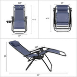 Vineego 2 Pack Patio Zero Gravity Chair Outdoor Lounge Chaise Folding Steel Chair 2 Capacity- Black