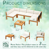 Vineego Patio Acacia Wood Sectional Sofa with Cushions，Outdoor Furniture Set for Porch, Yard and Balcony