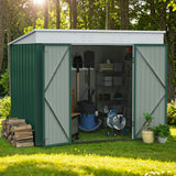 Devoko 8'x6' Patio Metal Storage Shed with Lockable Door,Outdoor Steel Tool Storage Shed for Backyard and Garden